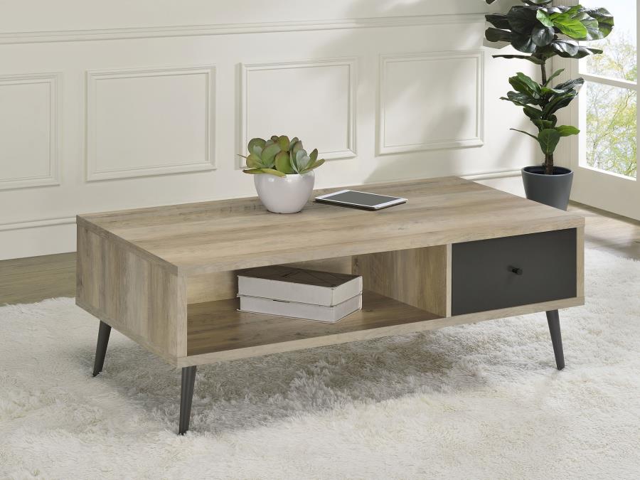 Coaster 701038 Welsh antique pine and grey finish wood coffee table mid century modern