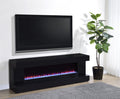 Coaster 701803 Mallory black high gloss finish wood 71" tv stand fireplace bluetooth speaker color change led