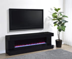 Coaster 701803 Mallory black high gloss finish wood 71" tv stand fireplace bluetooth speaker color change led