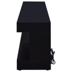 Coaster 701803 Mallory black high gloss finish wood 71" tv stand fireplace bluetooth speaker color change led