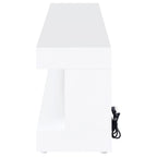Coaster 701813 Mallory white high gloss finish wood 71" tv stand fireplace bluetooth speaker color change led