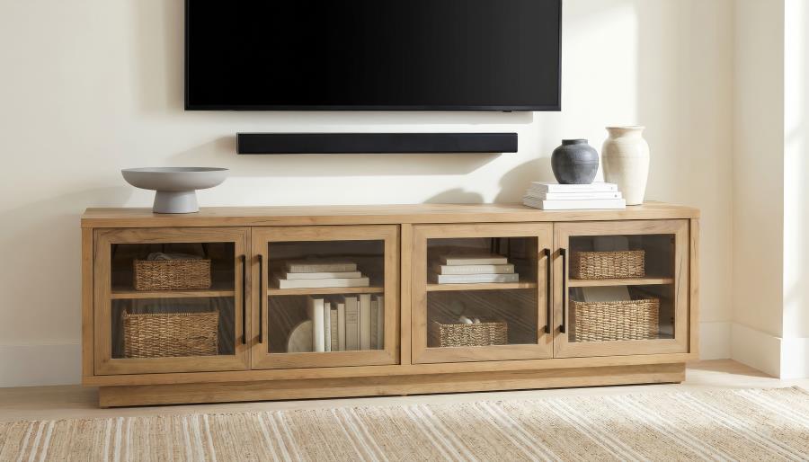 Medina Golden Oak 4-Door TV Stand for TVs up to 85 Inches – 701863