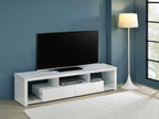 Jude White High Gloss 71" TV Stand with Glass Shelves & Soft-Close Drawers – 704251