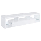Jude White High Gloss 71" TV Stand with Glass Shelves & Soft-Close Drawers – 704251