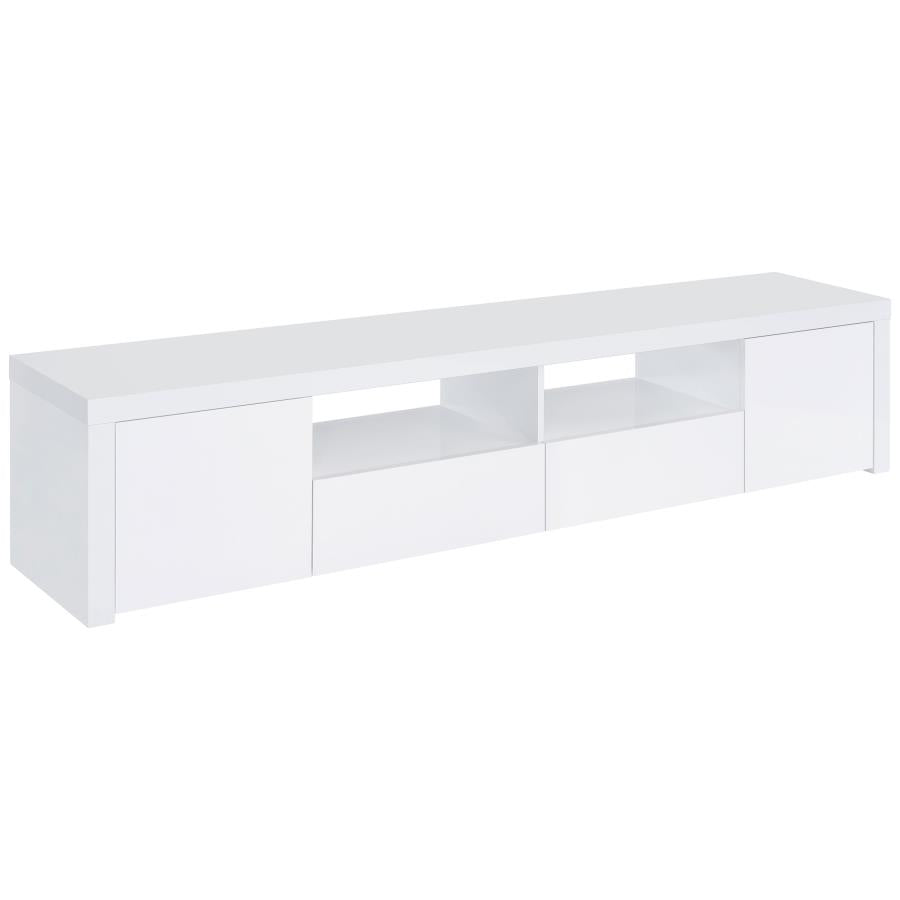 Jude White High Gloss 79" TV Stand with 2 Doors & 2 Drawers – 704262