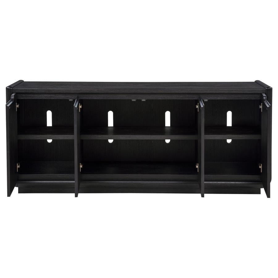 Leandro 72-Inch 4-Door TV Stand Media Console Burnished Black – 704633