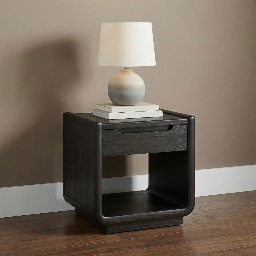 Leandro 1-Drawer Occasional Side End Table Burnished Black – 704637