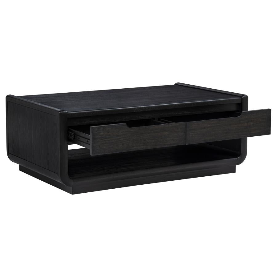 Leandro 2-Drawer Cocktail Coffee Table Burnished Black – 704638