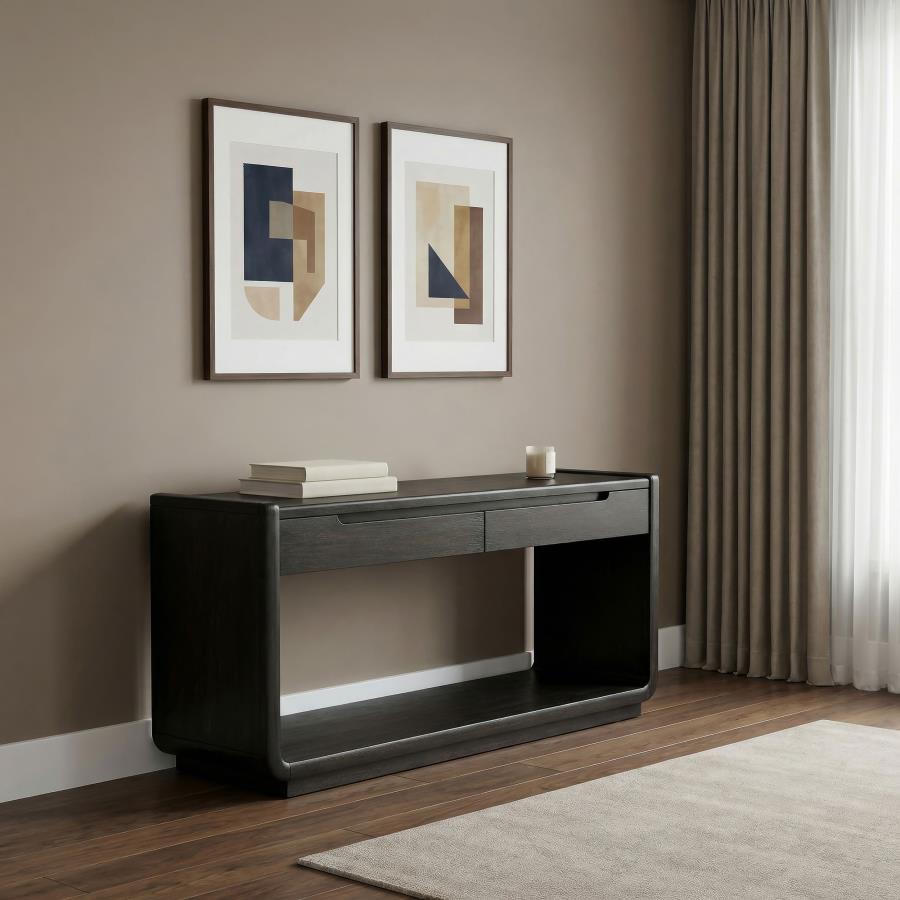 Leandro 2-Drawer Entryway Sofa Console Table Burnished Black – 704639