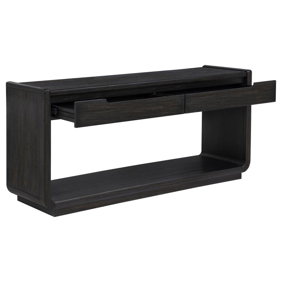 Leandro 2-Drawer Entryway Sofa Console Table Burnished Black – 704639