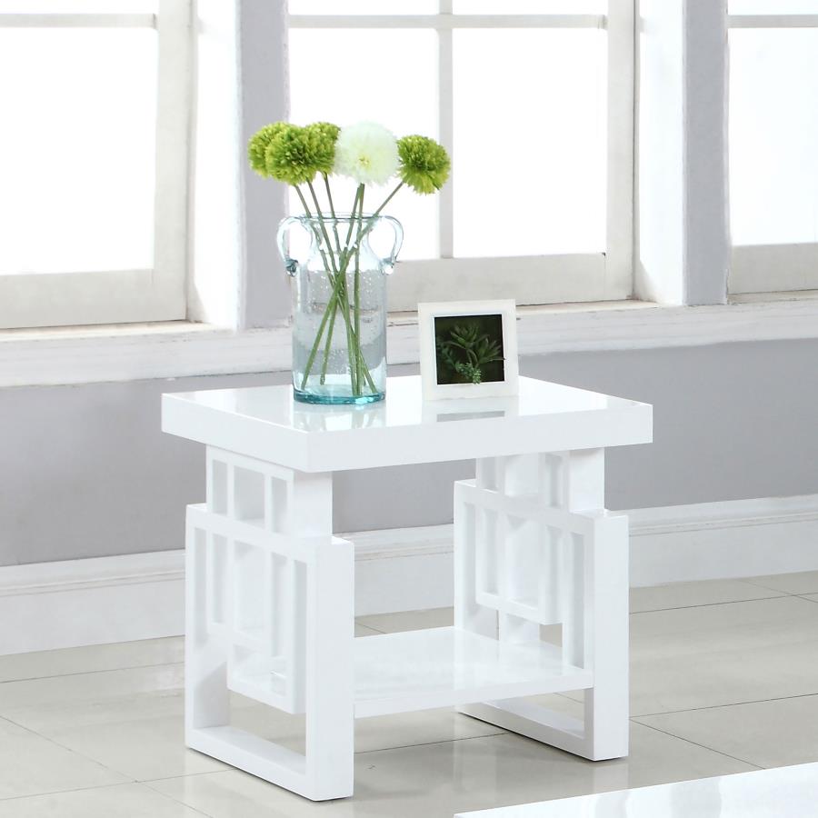 Coaster 705707 Orren ellis braud modern artistic glossy white end table