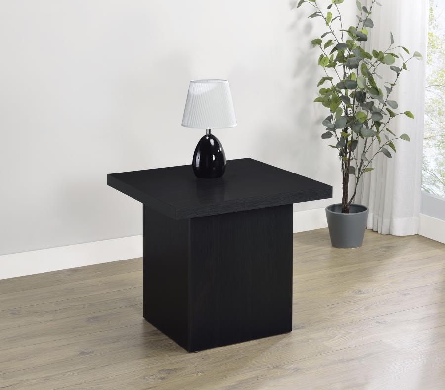 Coaster 706277 Max black finish wood 24" square chair side end table