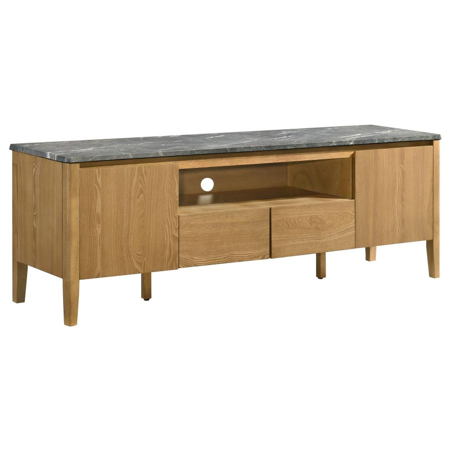 Bradley Grey Faux Marble Top Natural Wood 63" TV Stand – 706442