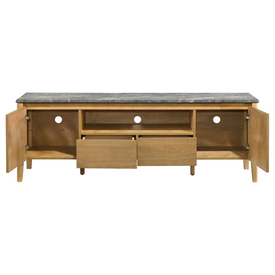 Bradley Grey Faux Marble Top Natural Wood 63" TV Stand – 706442