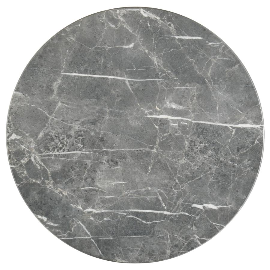 Bradley Grey Faux Marble Top Natural Wood 24" Round End Table – 706447