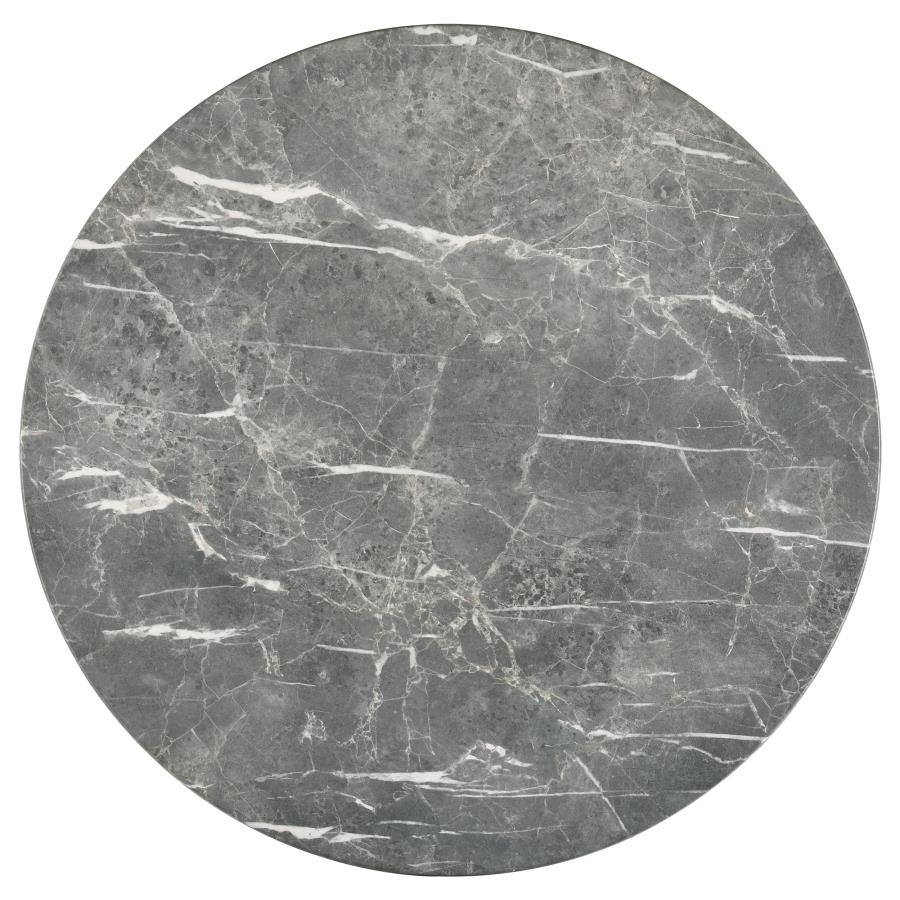 Bradley Grey Faux Marble Top Natural Wood 36" Round Coffee Table – 706448