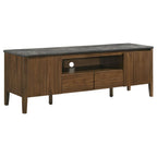 Bradley Smokey Grey Faux Marble Top Brown Wood 63" TV Stand – 706452