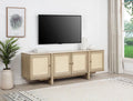 Kailani 79" Beige Oak Cane-Door TV Entertainment Stand – 706583