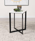 Coaster 707697 Latitude run tobin black metal frame and square marble top end table