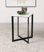 Coaster 707697 Latitude run tobin black metal frame and square marble top end table
