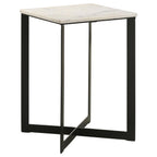 Coaster 707697 Latitude run tobin black metal frame and square marble top end table