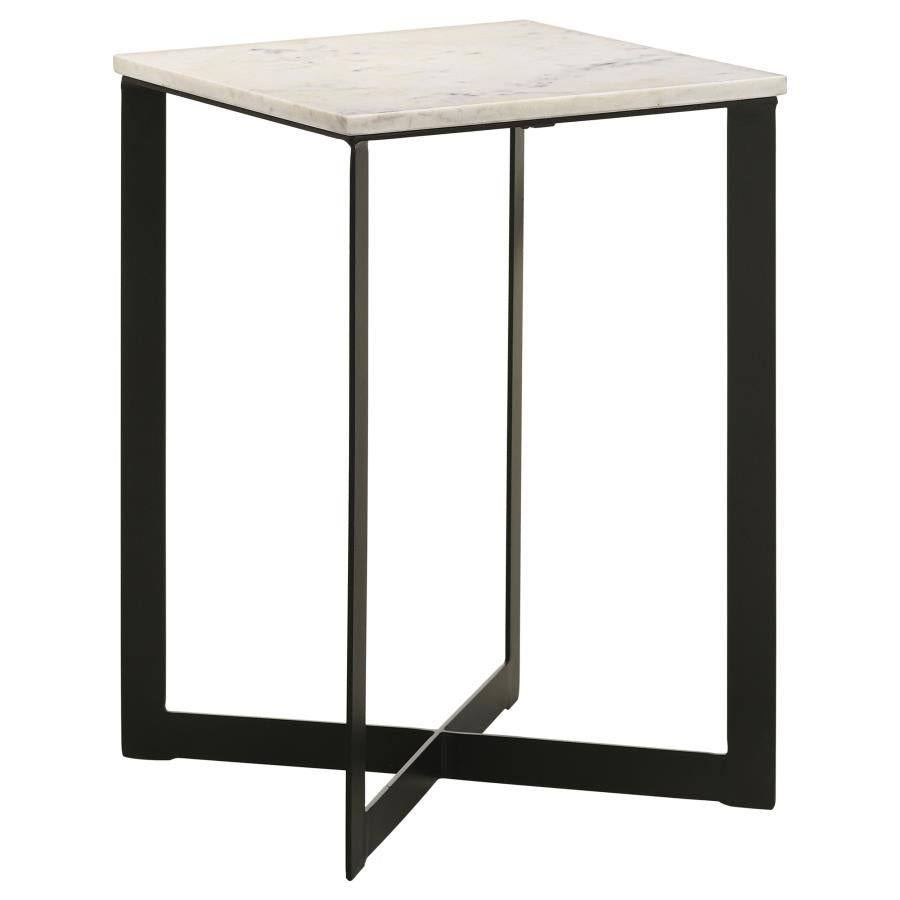 Coaster 707697 Latitude run tobin black metal frame and square marble top end table