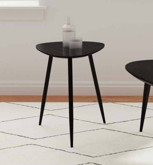 Coaster 707917 Odessa black finish wood triangular shaped mid-century modern end table