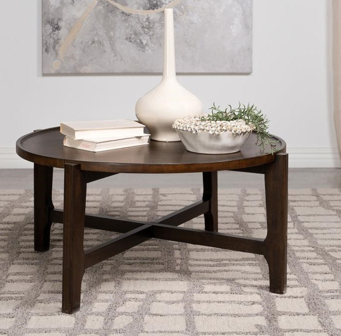 Coaster 708288  Cota solid wood dark brown finish 38" round coffee table