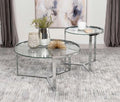 Coaster 708400 2 pc WIlla arlo interiors delia chrome finish metal glass tops nesting coffee and end table set