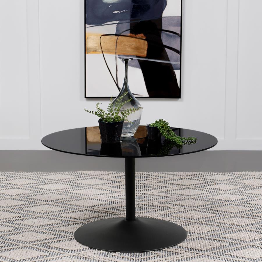 Coaster 709688 Ganso black metal and glass 35" round coffee table
