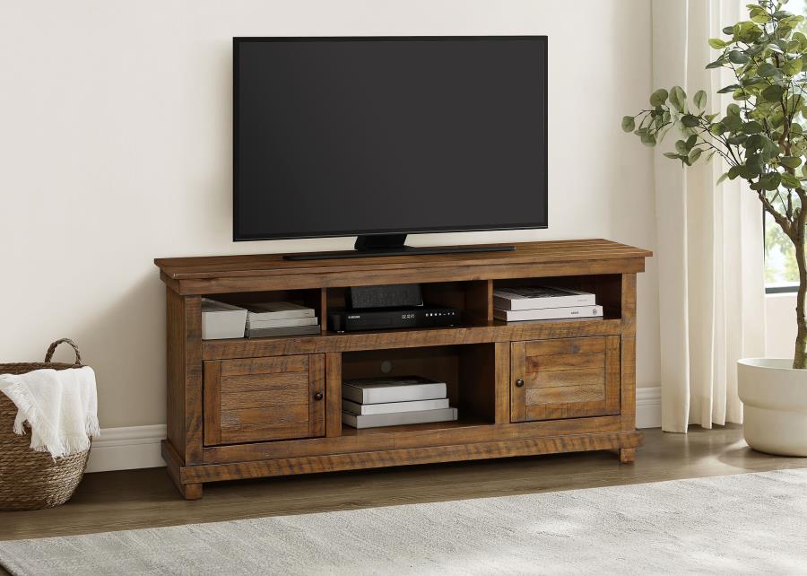 Payne Distressed Brown Wood 60" 2-Door Country Cottage Style TV Stand – 710042