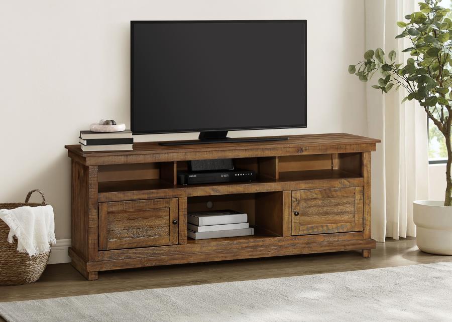 Payne Distressed Brown Wood 70" 2-Door Country Cottage Style TV Stand – 710043