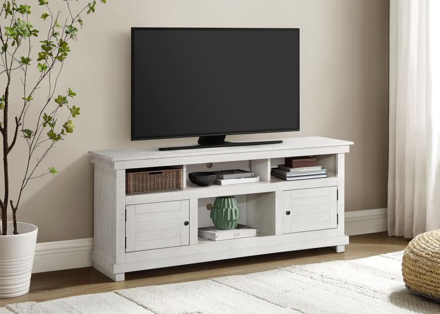 Payne Distressed White Wood 60" 2-Door Country Cottage Style TV Stand – 710052
