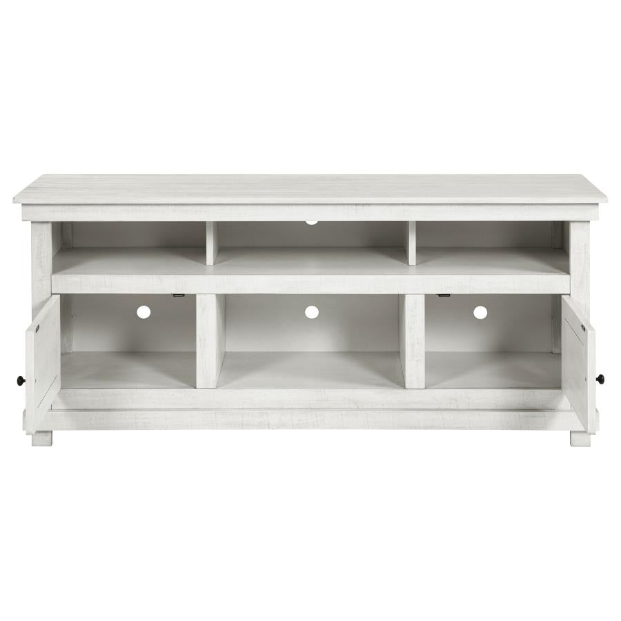 Payne Distressed White Wood 60" 2-Door Country Cottage Style TV Stand – 710052
