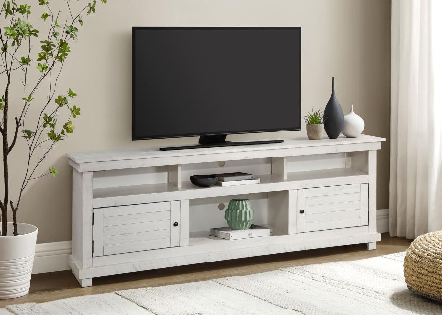 Payne Distressed White Wood 70" 2-Door Country Cottage Style TV Stand – 710053