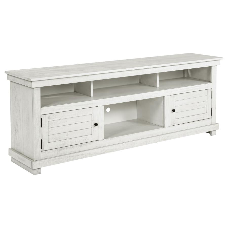 Payne Distressed White Wood 70" 2-Door Country Cottage Style TV Stand – 710053