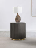 Coaster 710417 Jason charcoal ribbed edge white 22" round marble top end table