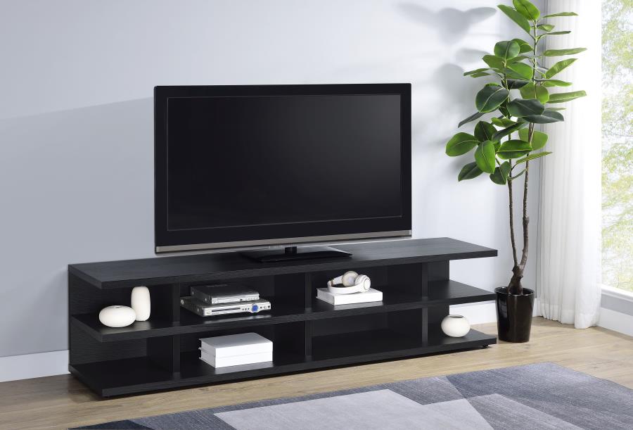 Coaster 710533 Cartmill black finish wood modern 78" TV stand entertainment center