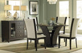 Homelegance Daisy 5-Piece Espresso Round Glass Top Dining Table Set with White Chairs – 710-54WH-RD-5PC