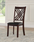 Acme 71857 Set of 2 katrien espresso finish wood black faux leather dining chairs
