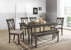 Acme 71880-82 7 pc claudia II weathered gray finish wood dining table set
