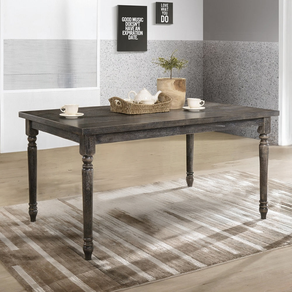 Acme 71880-82 7 pc claudia II weathered gray finish wood dining table set