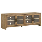 Coaster 720130 Brenham washed oak finish wood glass front door design modern 79" tv stand 4 door cabinet