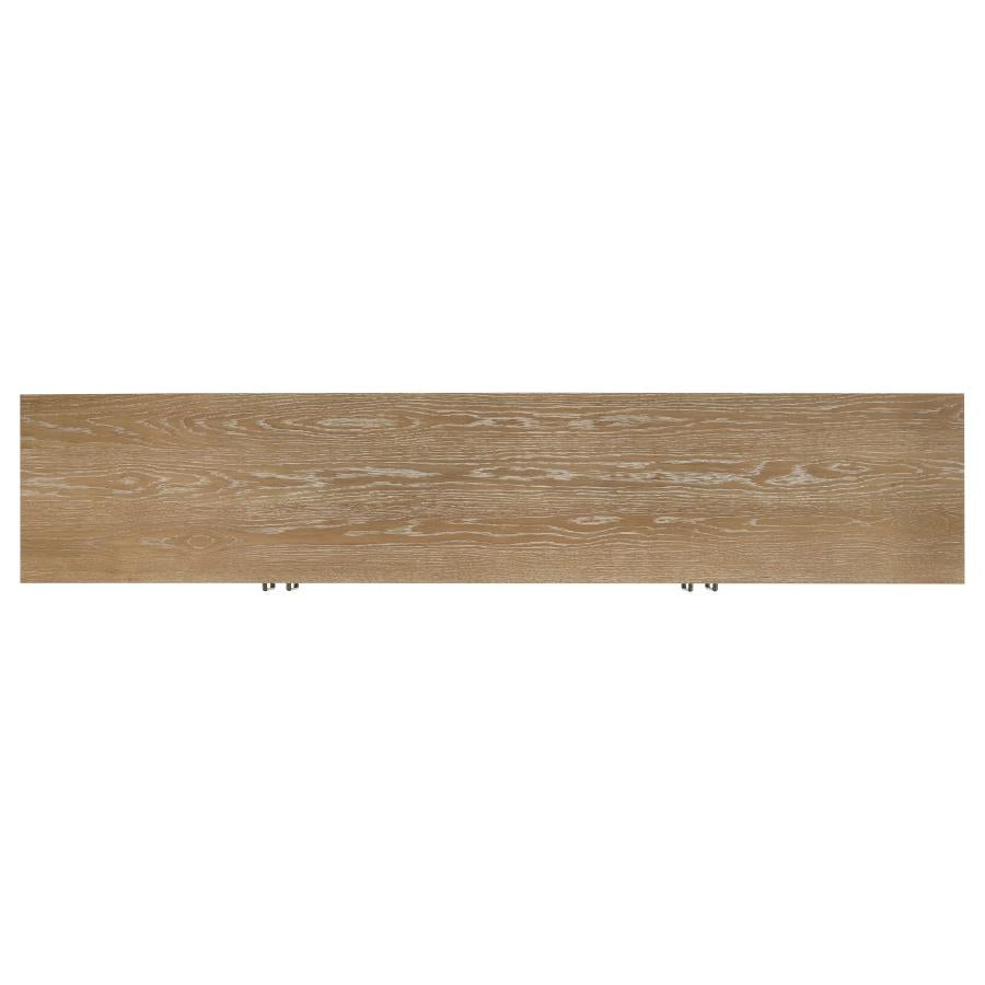 Coaster 720130 Brenham washed oak finish wood glass front door design modern 79" tv stand 4 door cabinet
