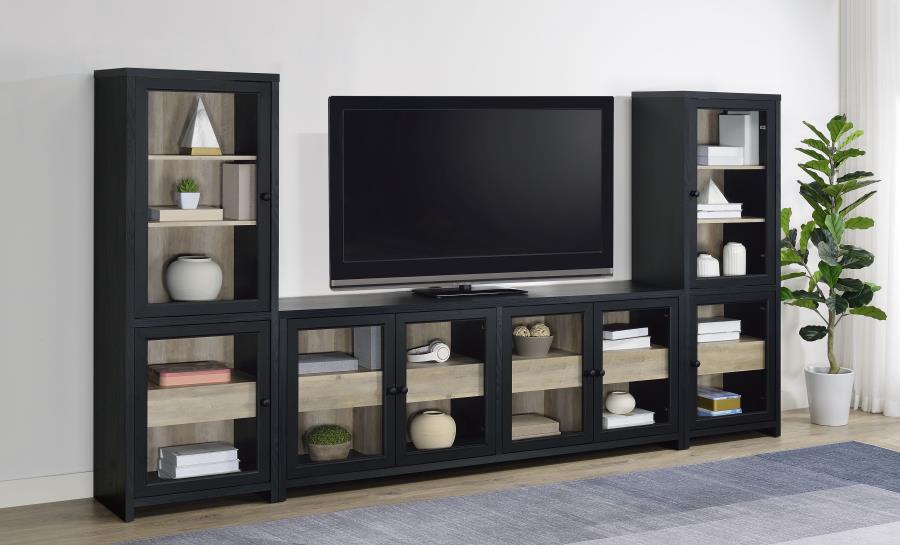 Coaster 720223-SET 3 pc Denison black finish wood modern TV stand entertainment center