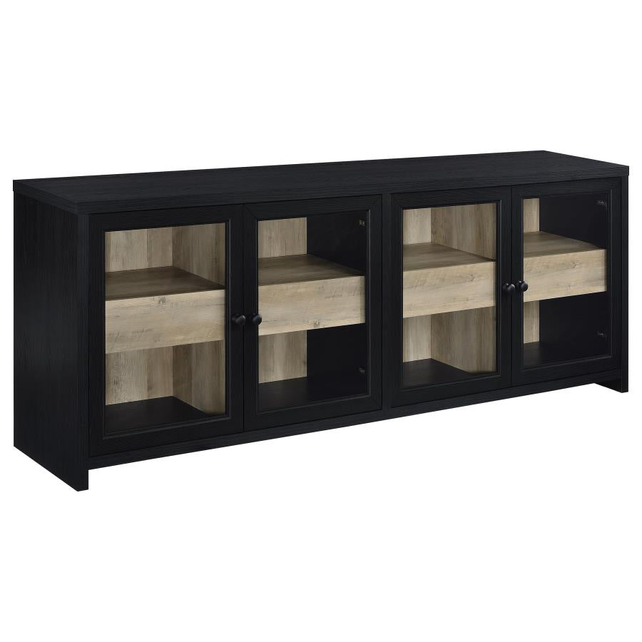 Denison Black & Distressed Pine 79" TV Stand Media Console – 720223