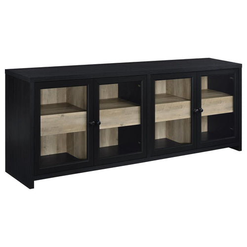 Denison Black & Distressed Pine 79" TV Stand Media Console – 720223