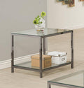 Coaster 720227 Wade logan black nickel finish metal and glass end table