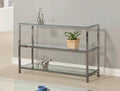 Coaster 720229 Wade logan black nickel finish metal and glass sofa console entry table