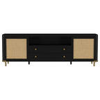 Arini Black Natural Wood 79" 2-Door Cane Modern TV Stand – 720263